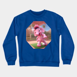 Happy baseball pink elephant Crewneck Sweatshirt